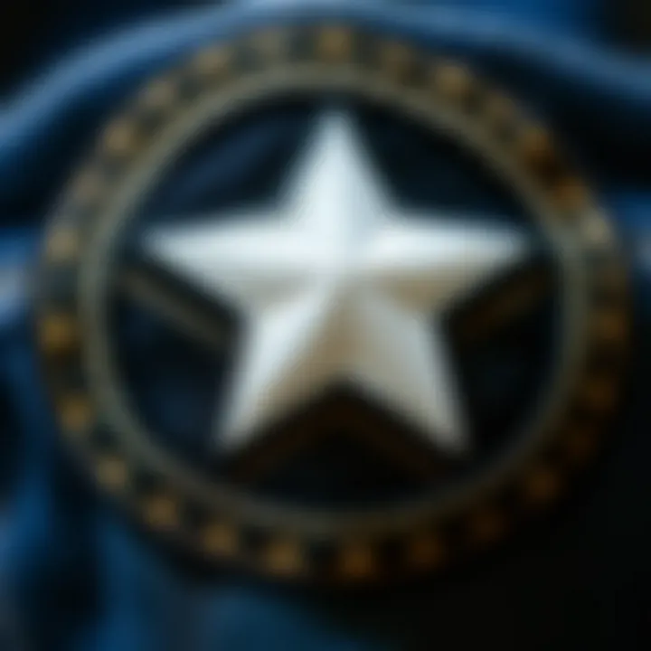 Detailed view of a star patch on denim