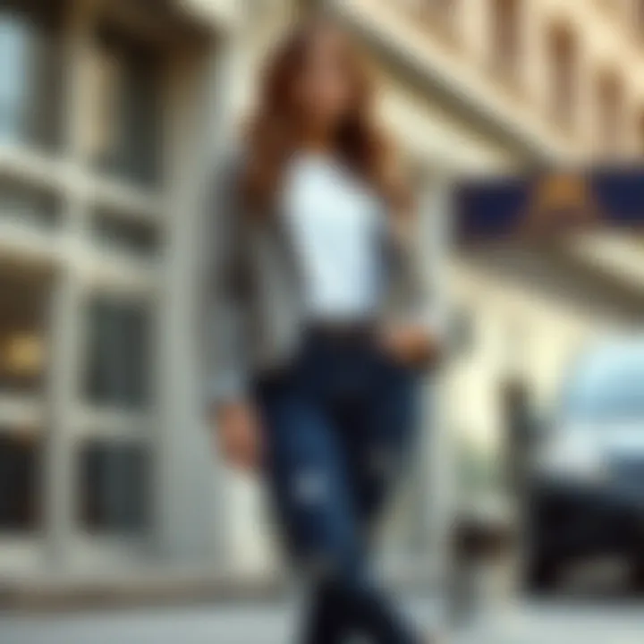 Fashionable outfit featuring star patched jeans