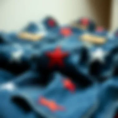 A collection of various denim styles with star patches