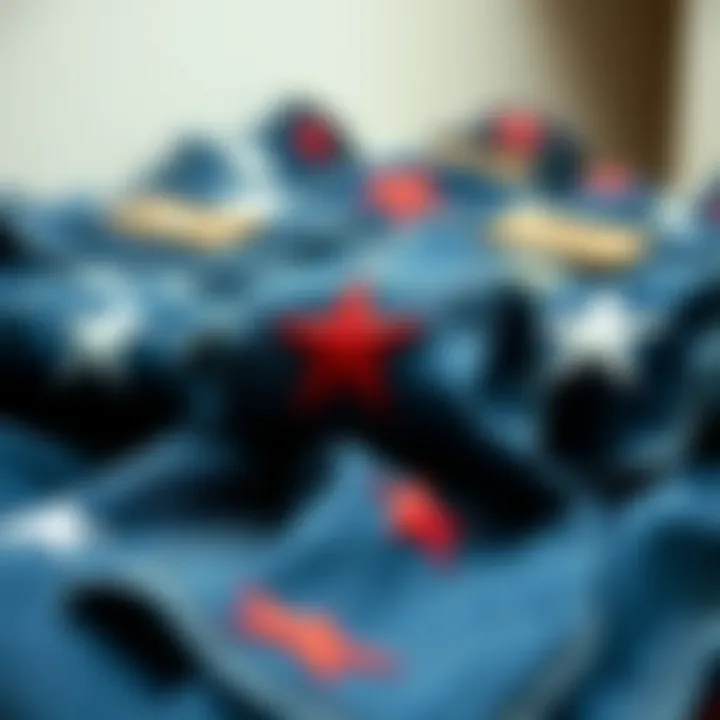 A collection of various denim styles with star patches