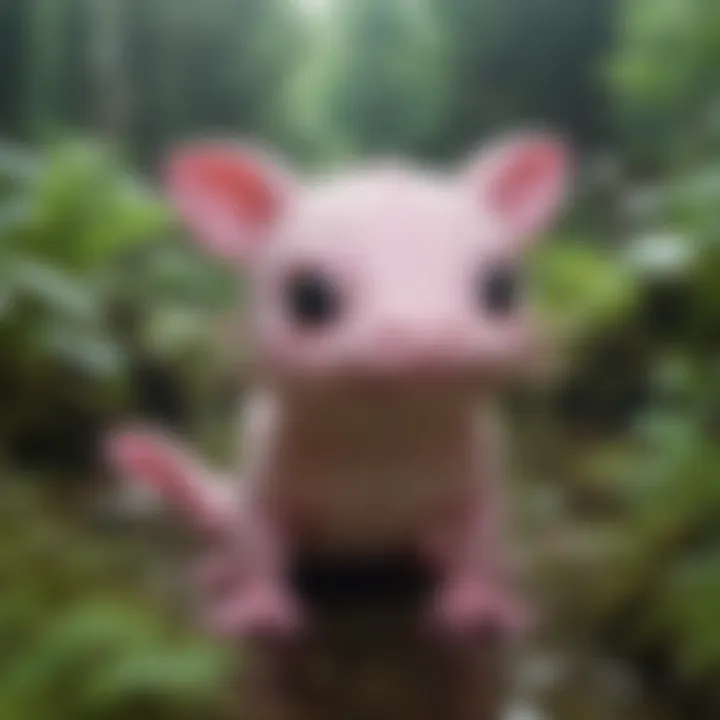 Kawaii axolotl plush toys in a sustainable setting