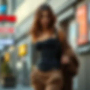 Fashion-forward individual incorporating a waist trainer into an outfit