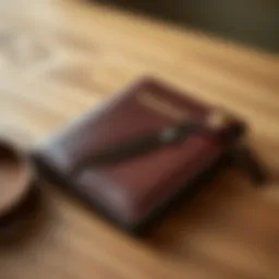 Elegant leather passport holder showcasing its zipper functionality