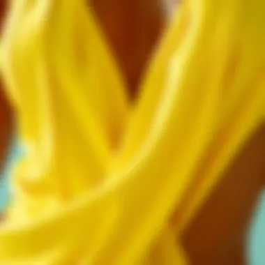 Close-up of lemon swim suit fabric showcasing texture