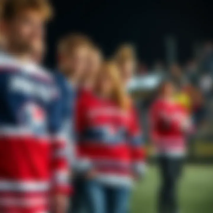 A group of fans showcasing their Letterkenny hockey jerseys
