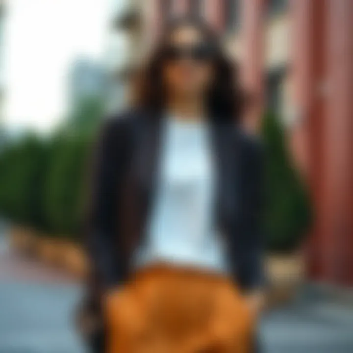 A fashionable outfit featuring a loose fitting blazer styled for casual wear