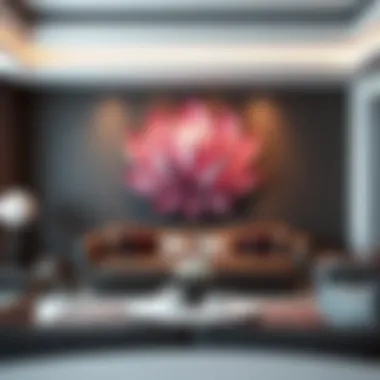 A beautifully crafted lotus wall art piece in a contemporary living room