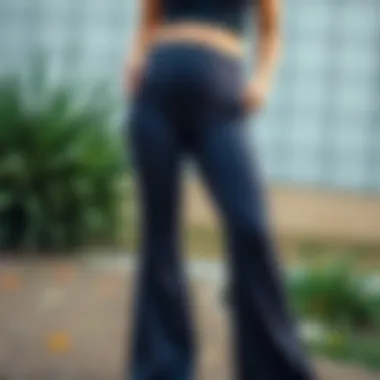 Different fabric choices for maternity flare yoga pants.