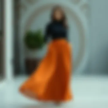 Flowing Elegance: Maxi Skirts for Plus-Size Figures Elegant tall plus-size model in a flowing maxi skirt