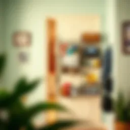 Stylish over-the-door organizer displaying various household items