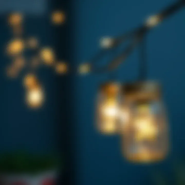 Step-by-step illustration of installing mini mason jar string lights