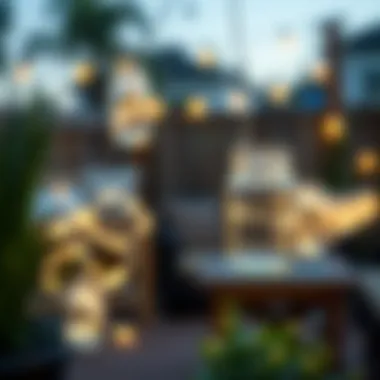 Creative arrangement of mini mason jar string lights for outdoor decor