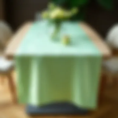 Elegant Mint Green Satin Table Runner Elegant mint green satin table runner on a stylish dining table