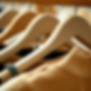 Close-up of clothing on Mizgi velvet hangers emphasizing grip and support