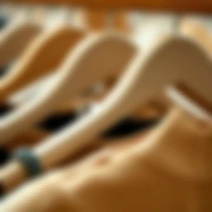 Close-up of clothing on Mizgi velvet hangers emphasizing grip and support