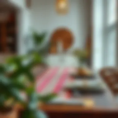 Stylish dining setup featuring a Moroccan table runner in a modern interior.