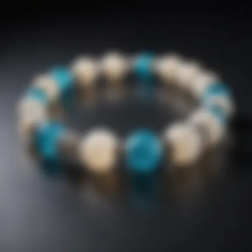 Close-up view of a handcrafted moon glow bracelet showcasing its luminous beads.