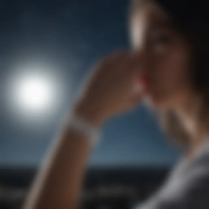 An elegantly styled moon glow bracelet displayed against a starry backdrop.