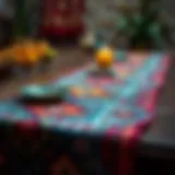 Vibrant and intricate Moroccan table runner showcasing traditional patterns.