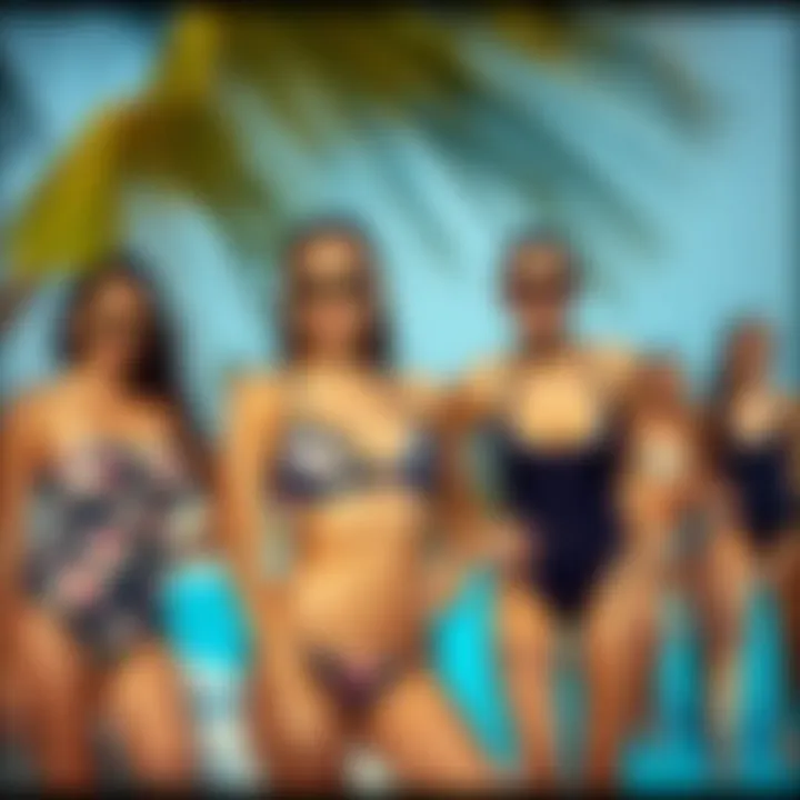 Diverse Styles of Navy Floral Swimwear A collection of navy floral swimsuits in various styles