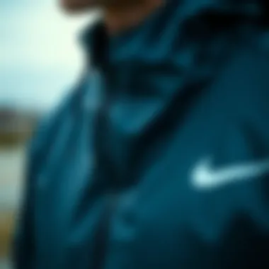 Close-up of the technical features of the Nike jacket highlighting its design details