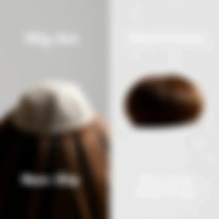 Comparison of Non-Slip and Traditional Wig Grips Side-by-side comparison of non-slip wig grips and traditional wig caps