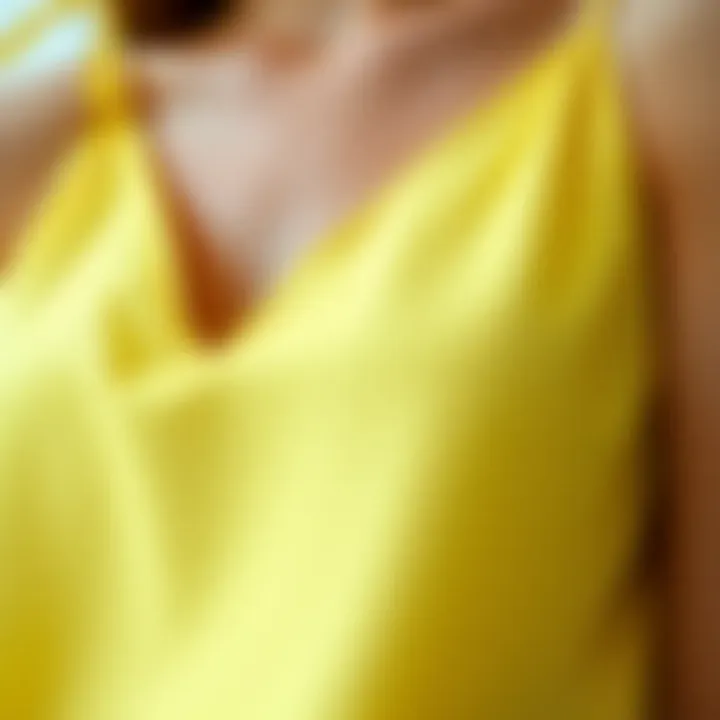 Textural Detail of the Pale Yellow Cami Close-up of fabric texture of a pale yellow cami