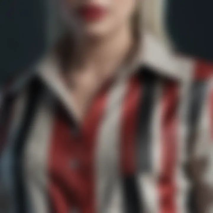 Close-up of fabric texture on a Harley Quinn shirt