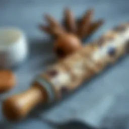 Elegant polymer clay rolling pin showcasing intricate designs