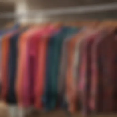 Variety of plus-size blouses displayed in a vibrant, colorful arrangement.