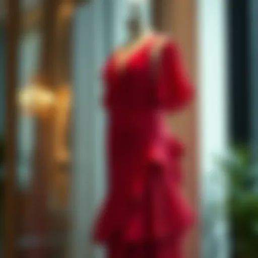 Elegant ruffle hem maxi dress displayed on a mannequin