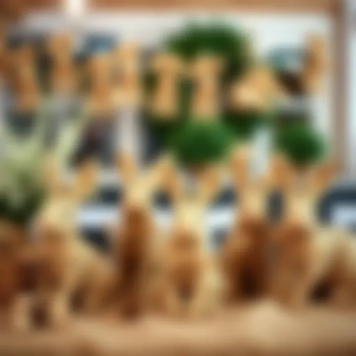 Seasonal display featuring burlap bunny garlands