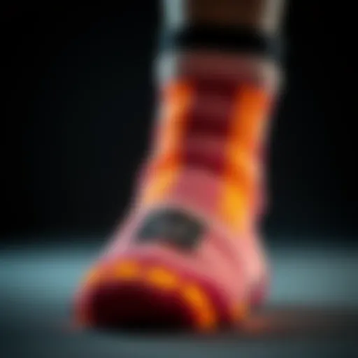 Close-up of a self-heating sock showcasing its innovative technology