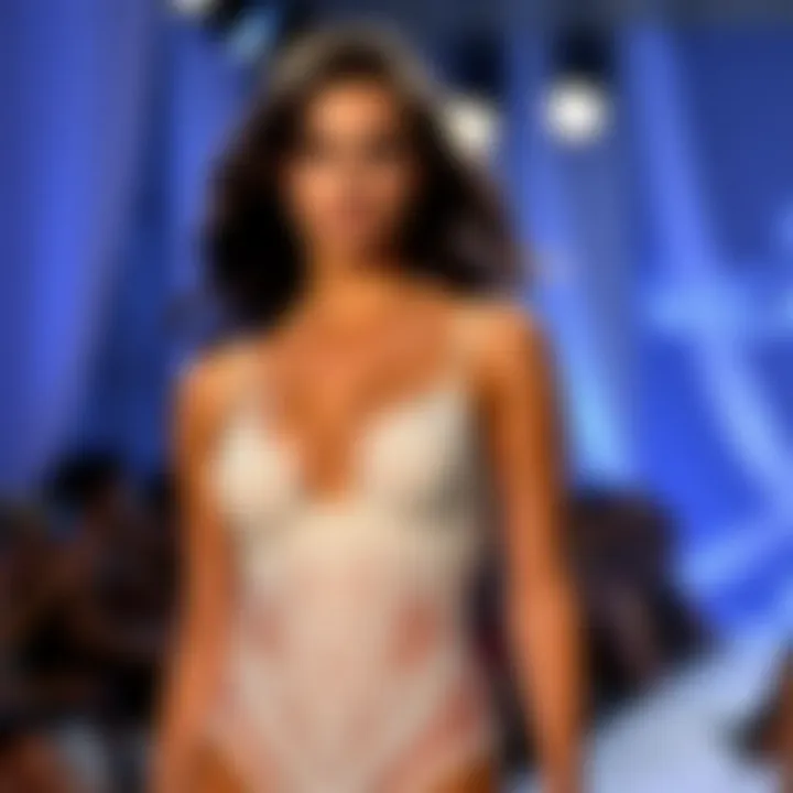 A fashion runway showcasing sheer fantasy lingerie designs