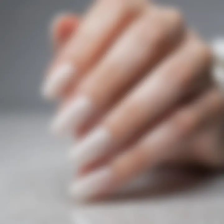 Close-up of sheer milky white gel polish texture