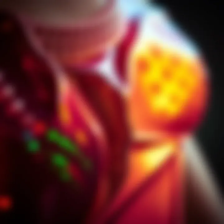 Close-up of the material and texture of a shiny bikini