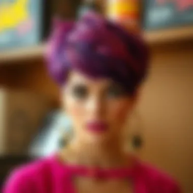 A stunning short pixie wig showcasing vibrant colors and textures