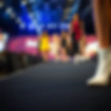 A fashion runway showcasing models wearing size 0 shoes, emphasizing contemporary trends.