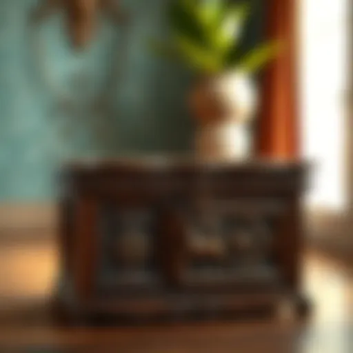 Intricately Carved Antique Wooden Chest Antique wooden decorative chest with intricate carvings