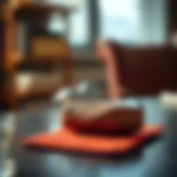 Stylish soft case for reading glasses on a table