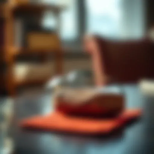 Stylish soft case for reading glasses on a table