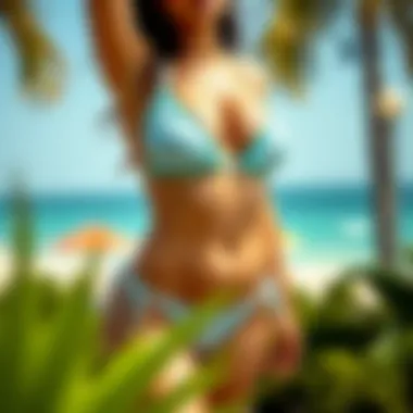 Fashionable styling options featuring shiny bikinis