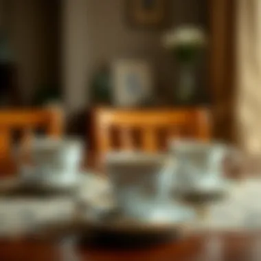 Stylish lead-free tea cups arranged on a dining table