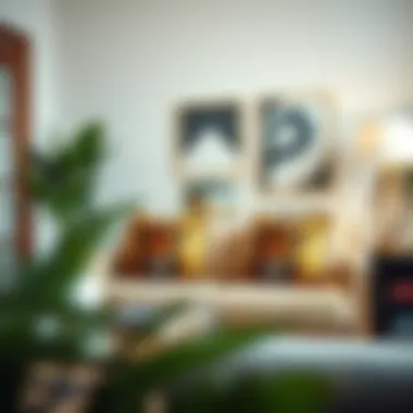 Stylishly Arranged Living Room with Tiger Print Stylishly arranged living room showcasing tiger print lumbar pillows