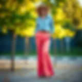 A vintage-inspired summer flared pants ensemble