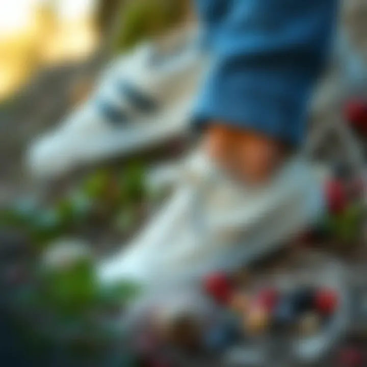 Sustainability in Classic Canvas Footwear An eco-friendly canvas shoe displayed among natural materials