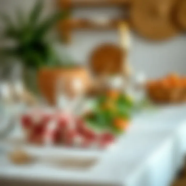 Sustainable Decor with Checkered Cloth Napkins A beautifully arranged table featuring sustainable decor with checkered napkins