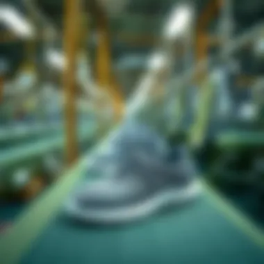 Eco-Friendly Production of Woven Elastic Shoes An eco-friendly production line illustrating sustainable practices in shoe manufacturing