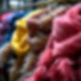 Elegant display of feather scarves in varied colors and textures