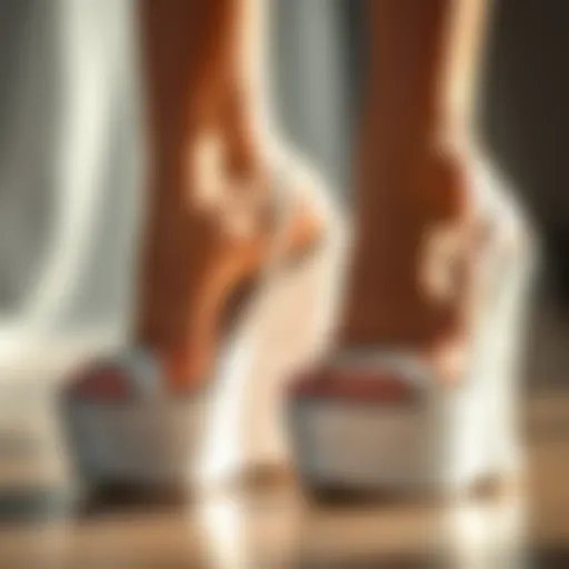 The Shimmering Texture of Glitter Platform Sandals A stunning pair of glitter platform sandals showcasing their shimmering texture